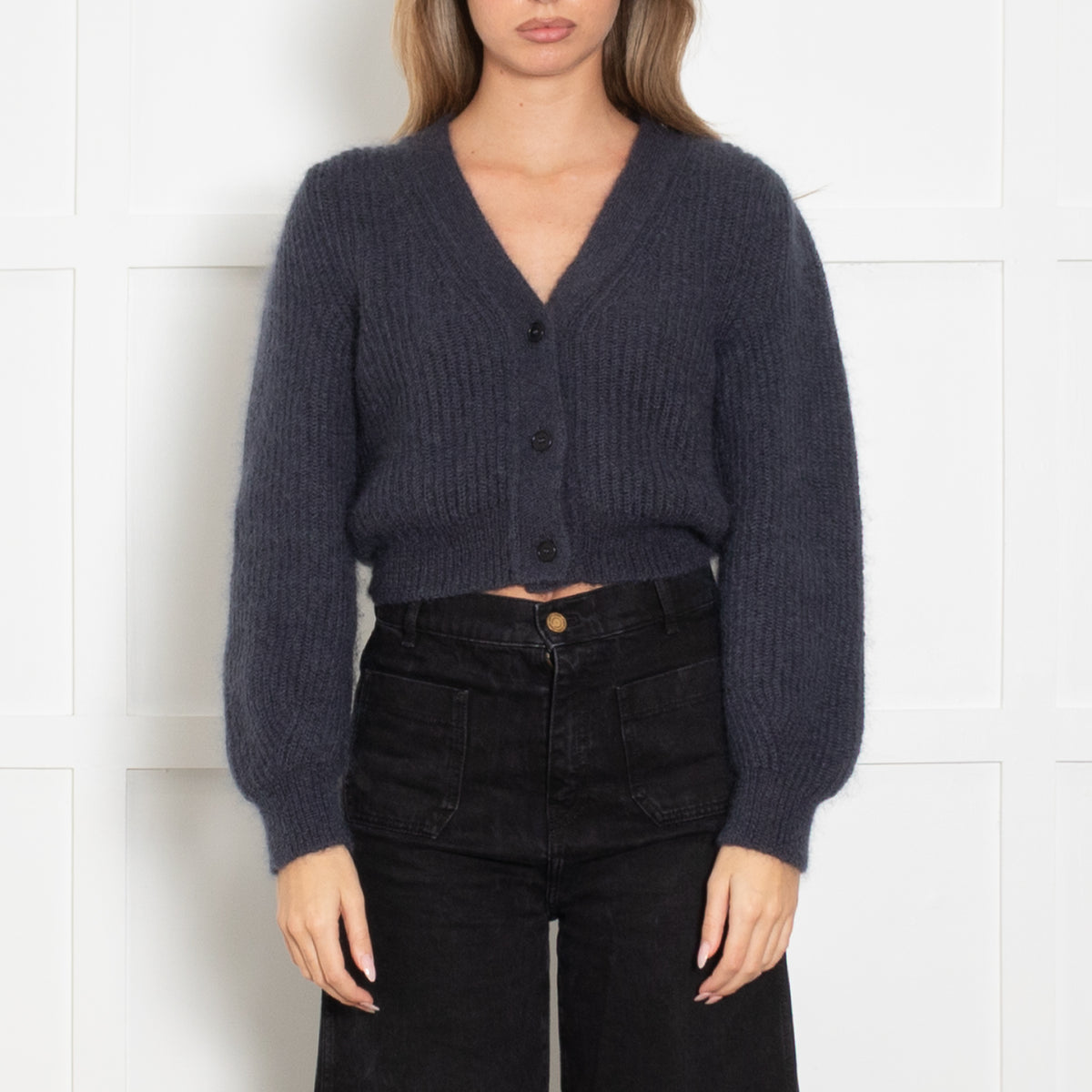 Masscob Blue Mohair Cropped Cardigan