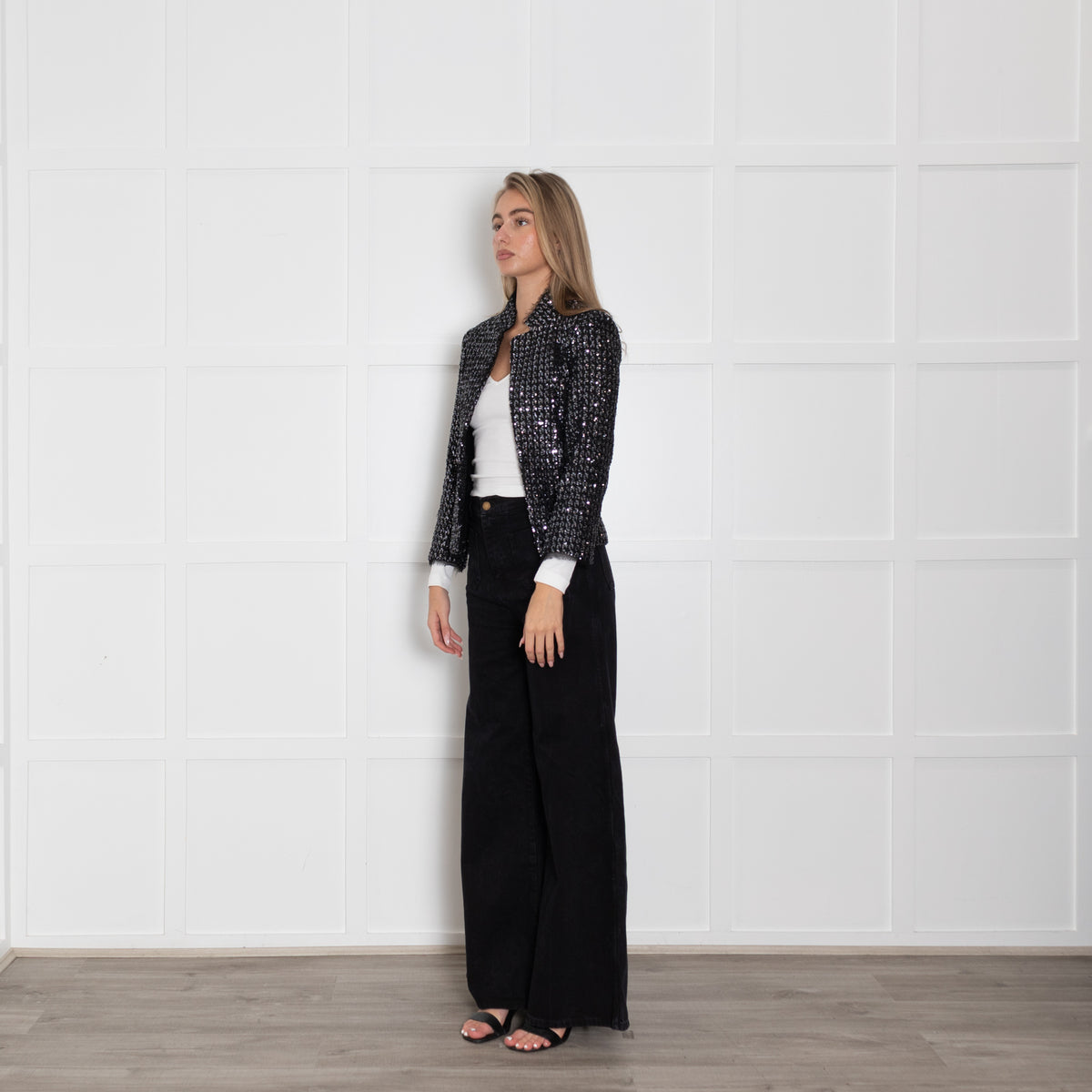 Zadig & Voltaire Deluxe Black Silver Sequinned Jacket