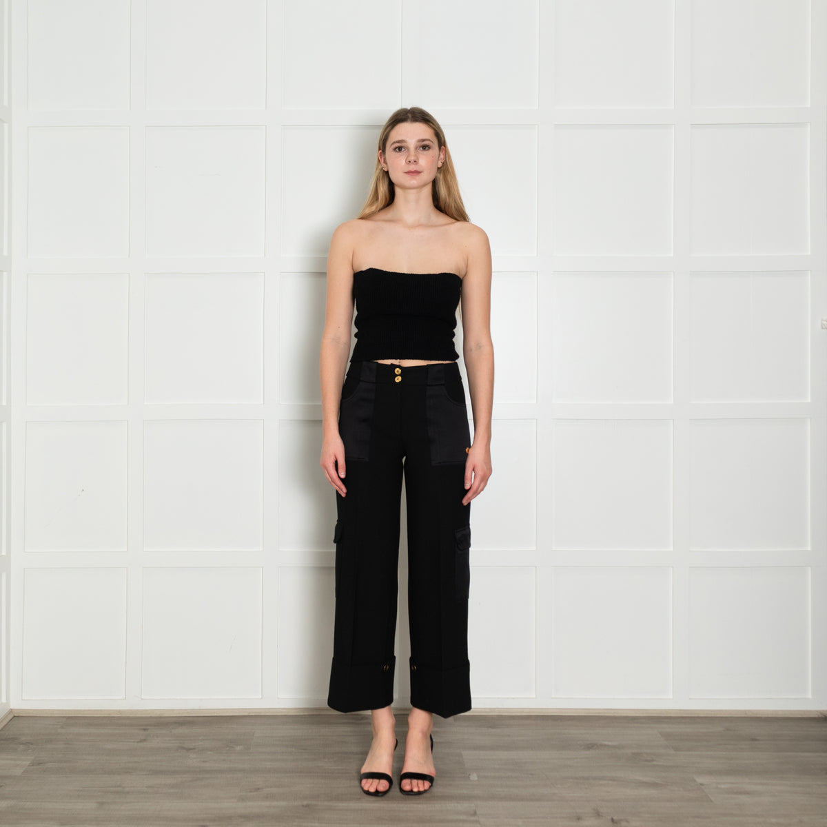 Me+Em Black Side Pocket  Adjustable Cuff Wide Trousers