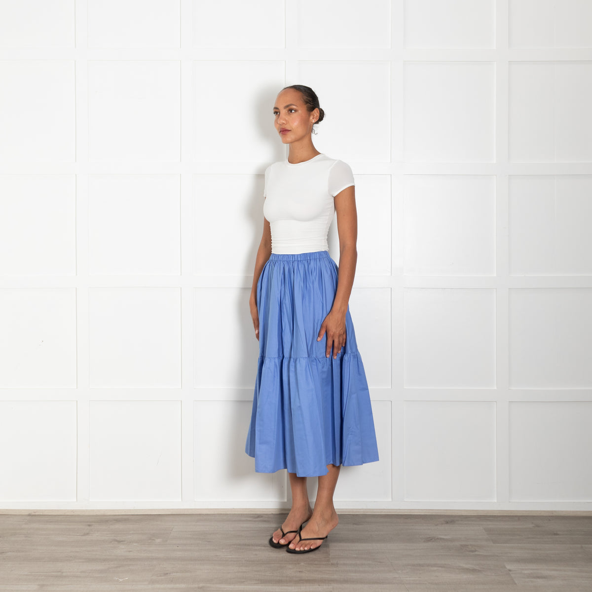 Stella McCartney Blue Cotton Tiered Elasticated Waist Skirt