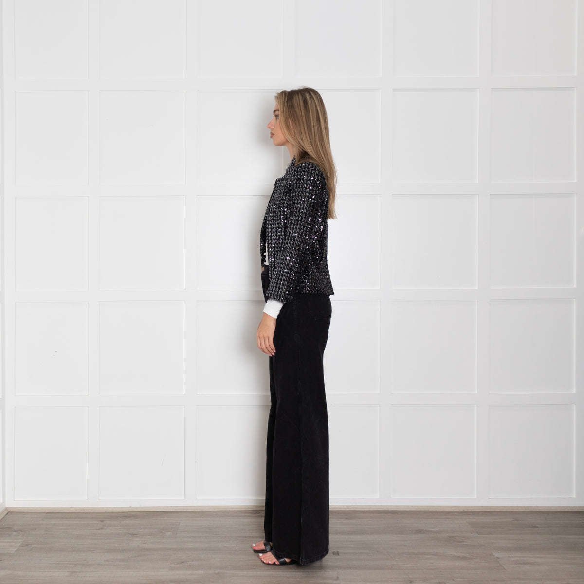 Zadig & Voltaire Deluxe Black Silver Sequinned Jacket