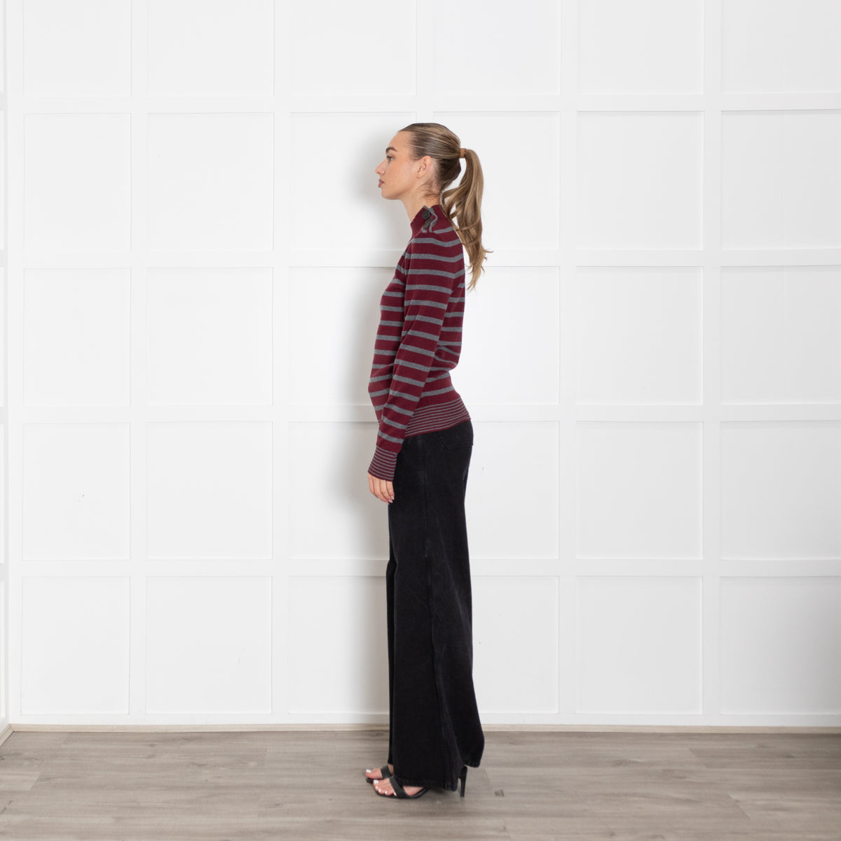 Stella McCartney Burgundy And Grey Stripe Jumper