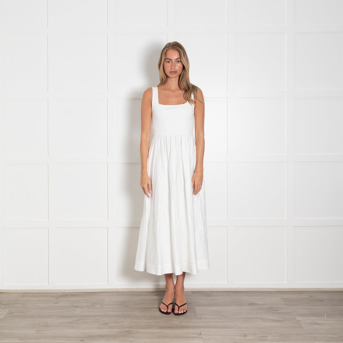 Me + Em White Cotton Sleeveless Dress