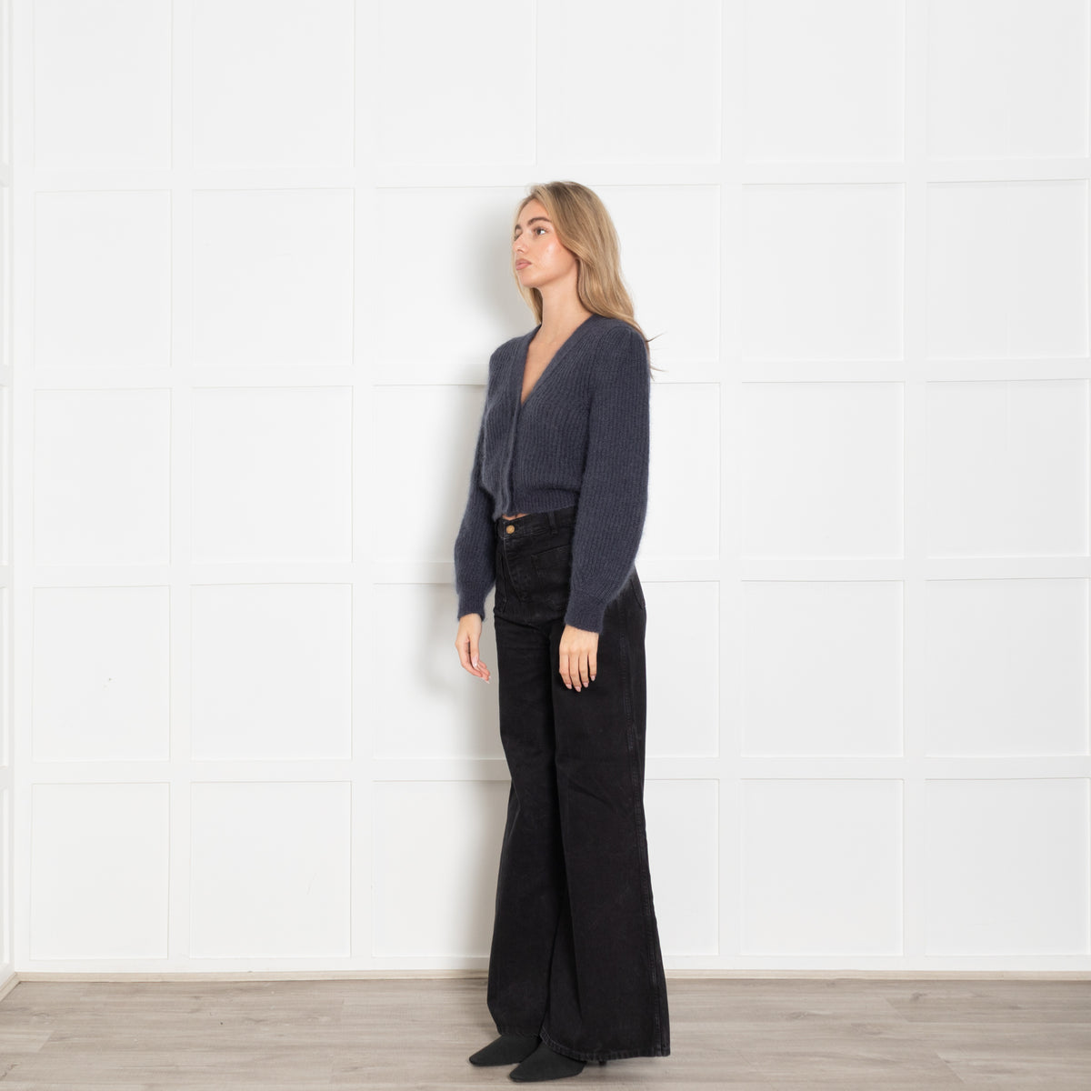 Masscob Blue Mohair Cropped Cardigan