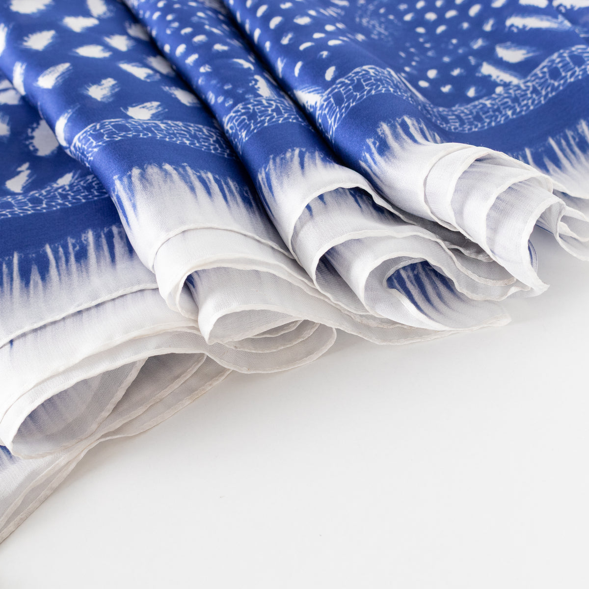 Roberto Cavalli Blue Patterned Long Silk Scarf