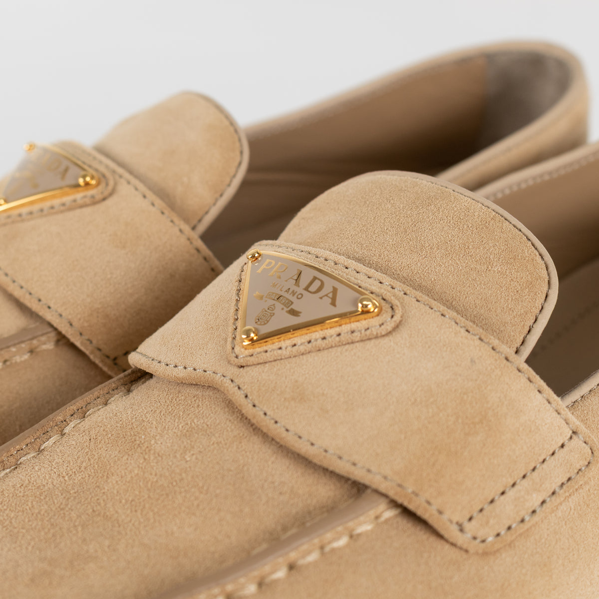 Prada Beige Suede St Tropez Loafers
