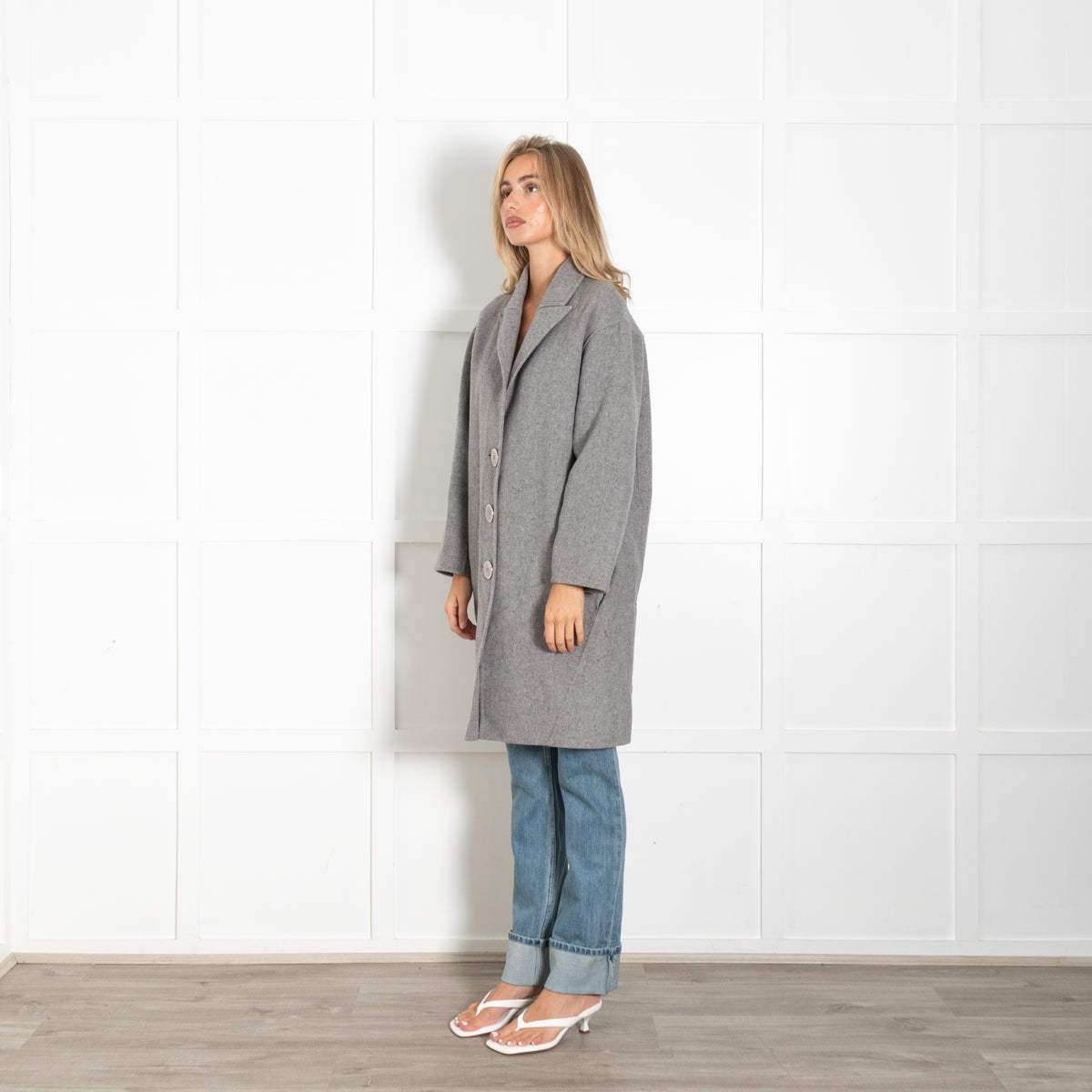 Zadig & Voltaire Pre-loved Deluxe Grey Wool Cashmere Blend Soft Lapel Coat