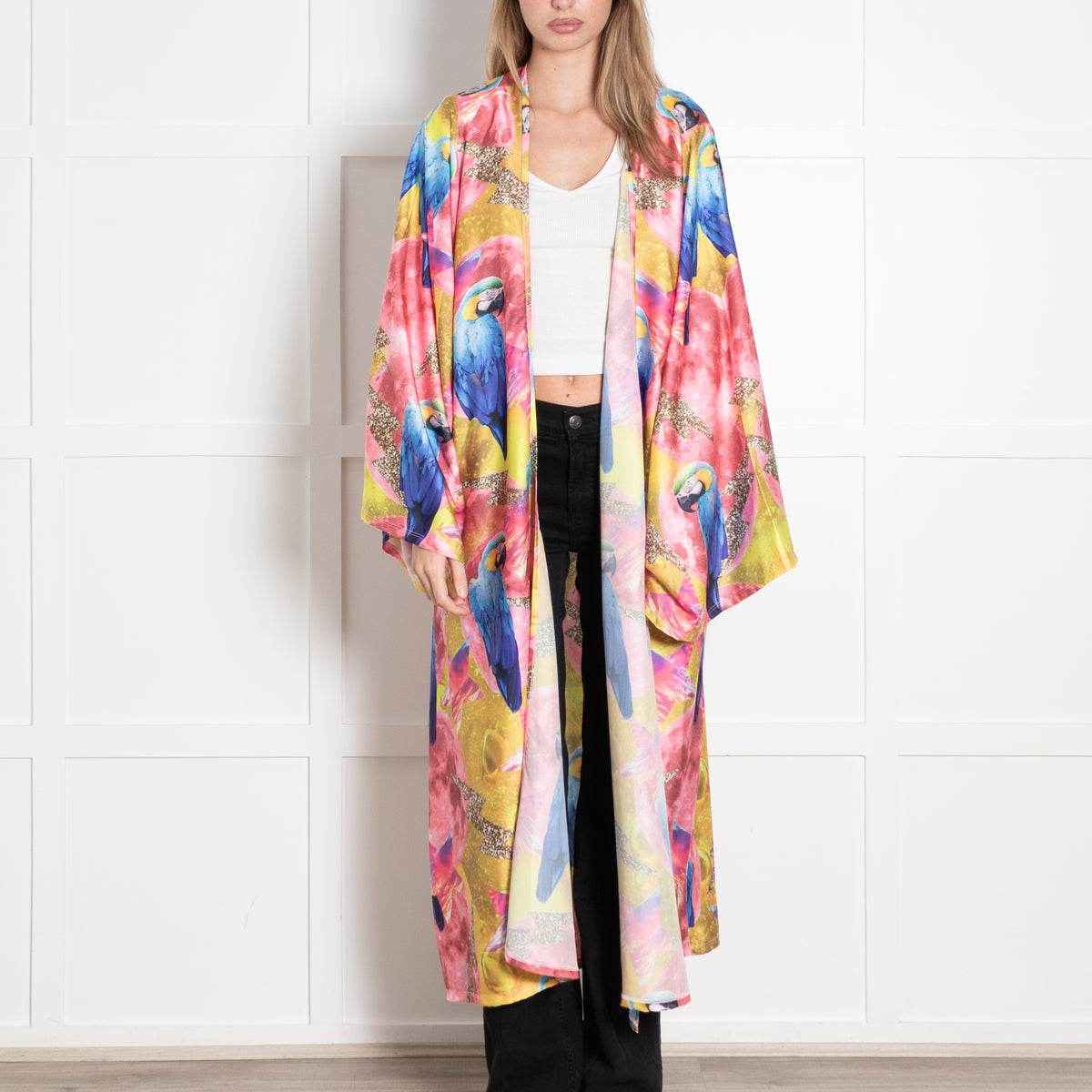 Camille Defago Silky Parrot Print Robe