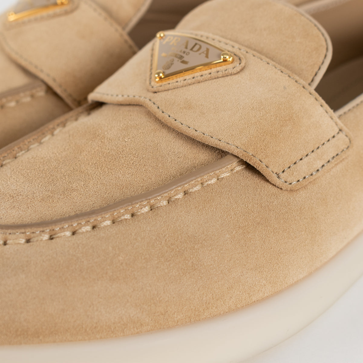 Prada Beige Suede St Tropez Loafers
