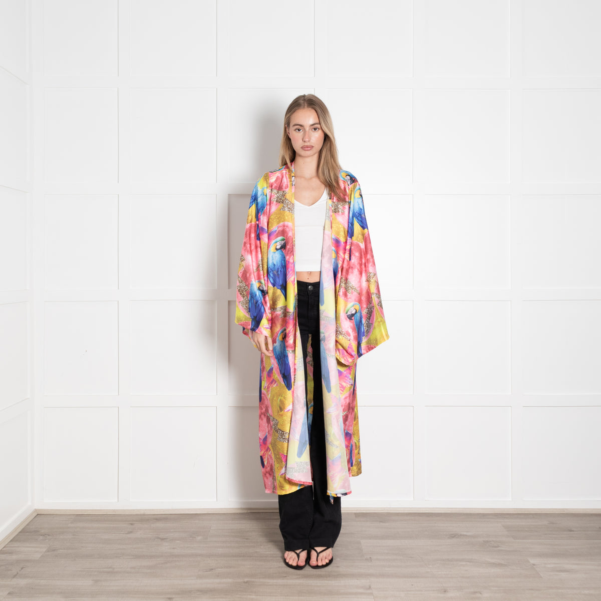 Camille Defago Silky Parrot Print Robe