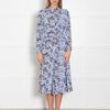 Me + Em Navy White Light Blue Floral Jersey Maxi Dress