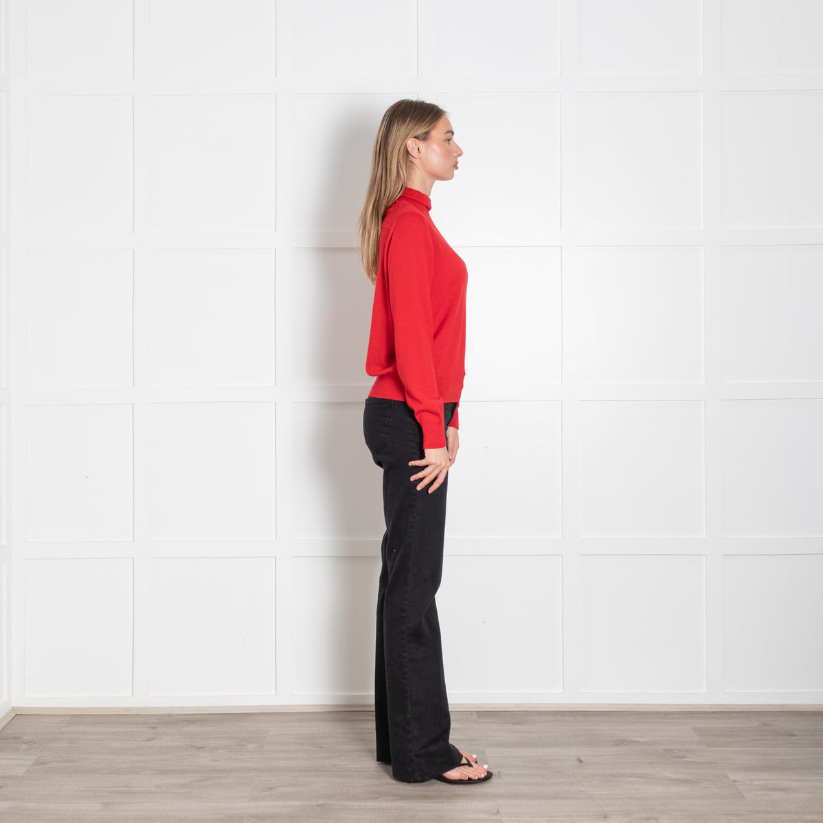 &Daughter Red Fine Knit Wool Polo Neck