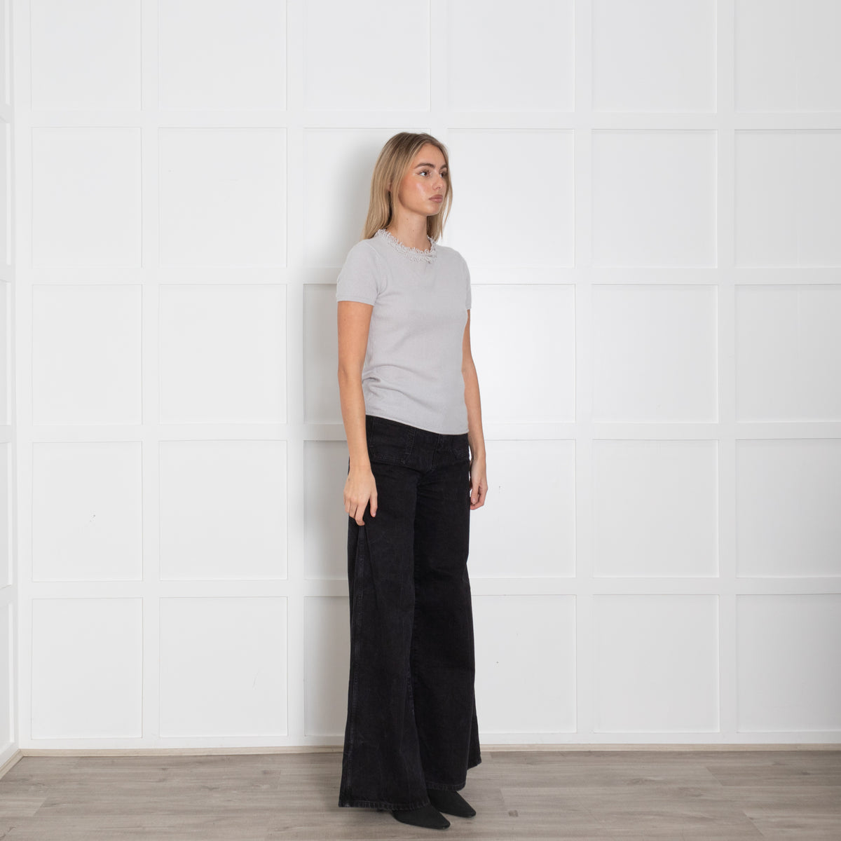 Armani Collezioni Light Grey Short Sleeves Cashmere Jumper