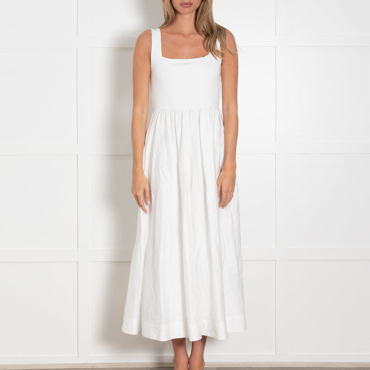 Me + Em White Cotton Sleeveless Dress