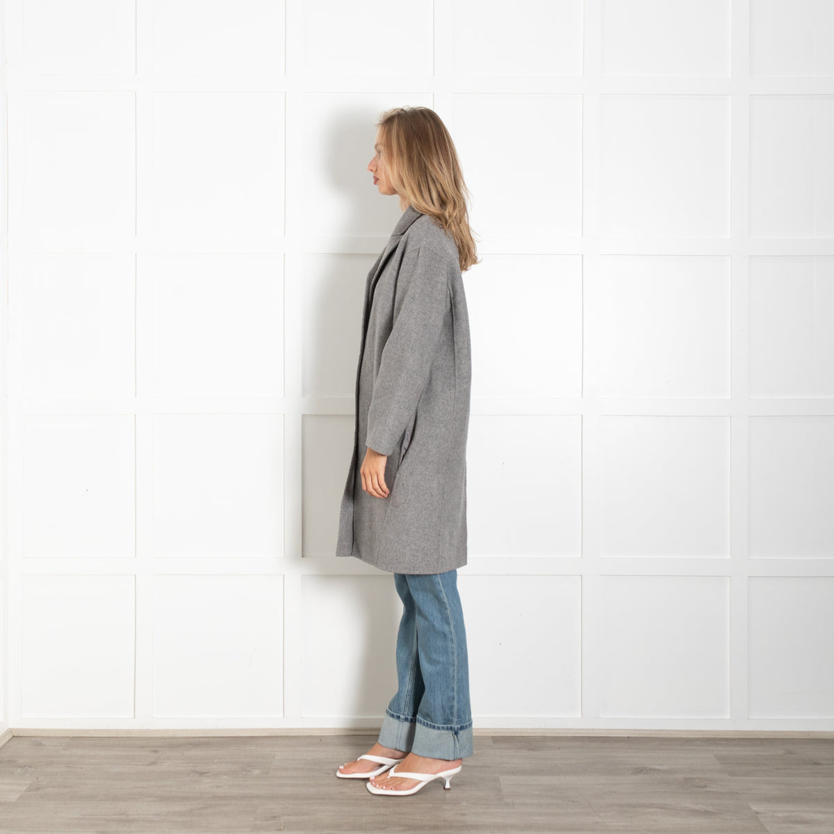 Zadig & Voltaire Pre-loved Deluxe Grey Wool Cashmere Blend Soft Lapel Coat