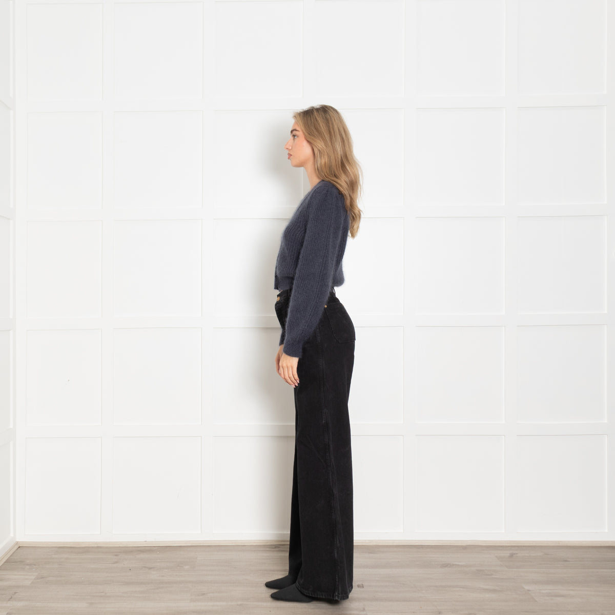 Masscob Blue Mohair Cropped Cardigan