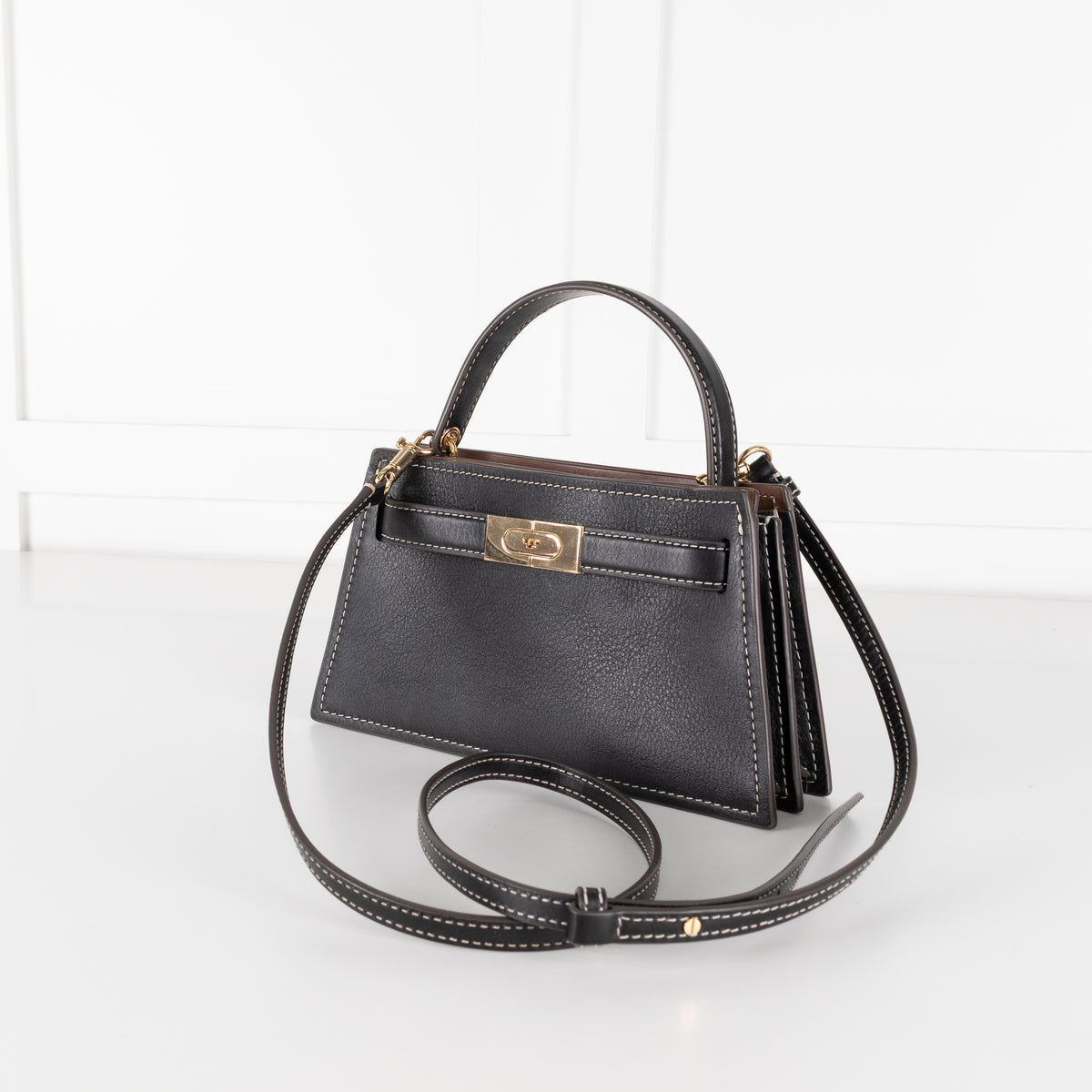 Tory Burch Black Petite Lee Radziwill Bag With Crossbody Strap