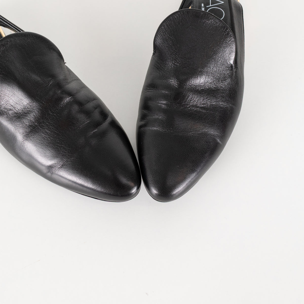 Agl Black Leather Slingbacks