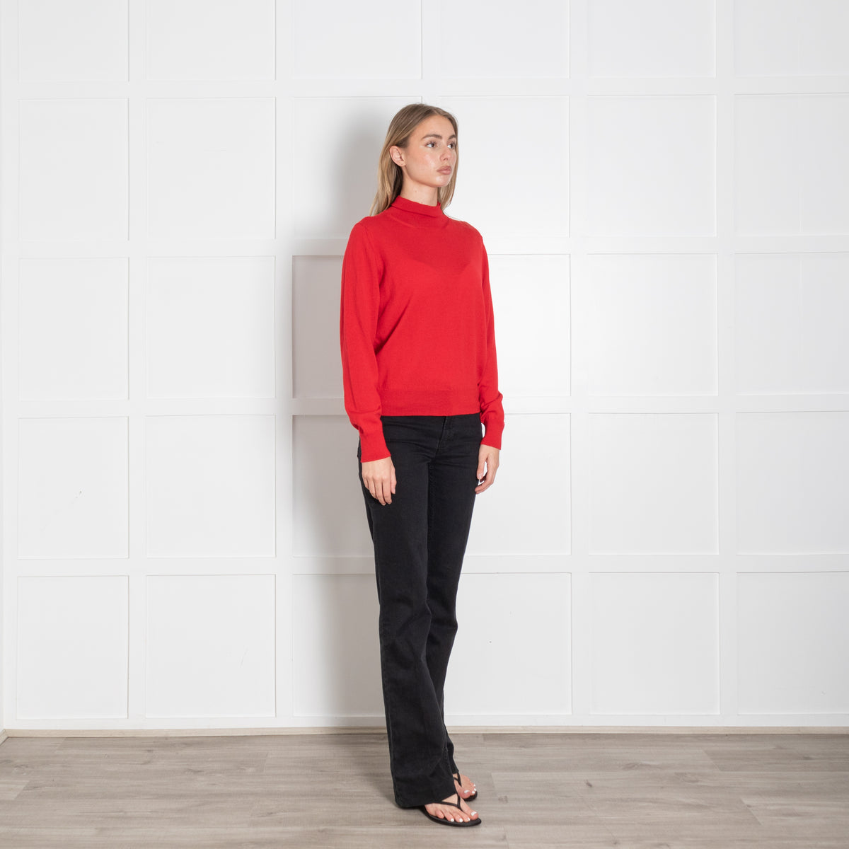 &Daughter Red Fine Knit Wool Polo Neck
