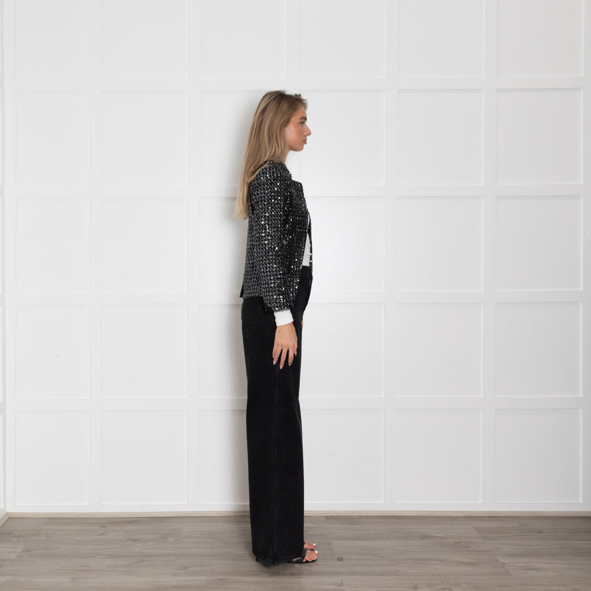 Zadig & Voltaire Deluxe Black Silver Sequinned Jacket