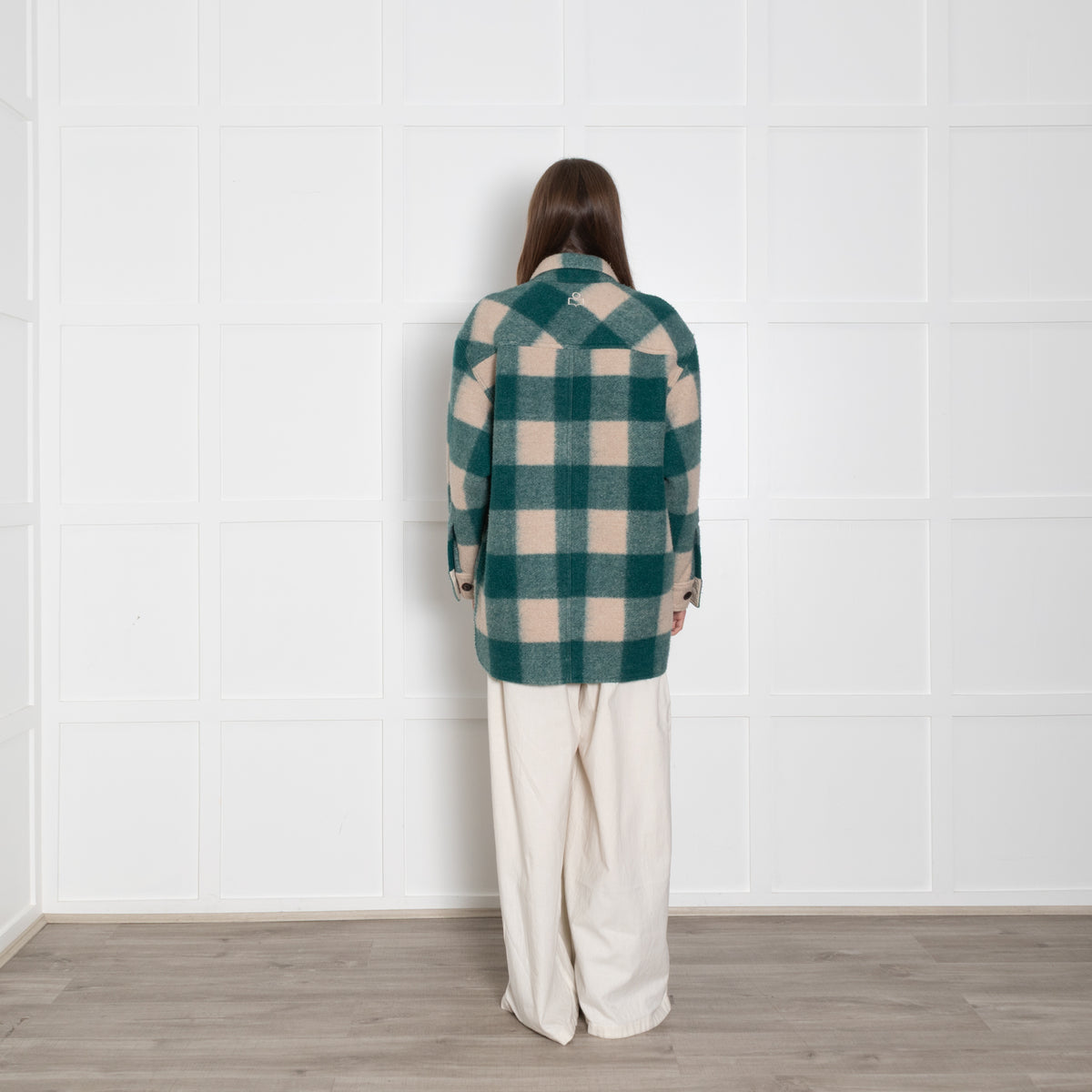 Isabel Marant Etoile Harvell Green And Cream Check Shacket