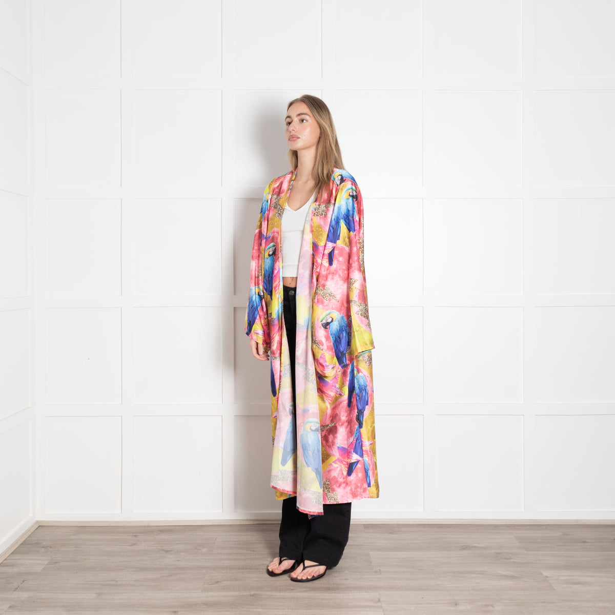 Camille Defago Silky Parrot Print Robe