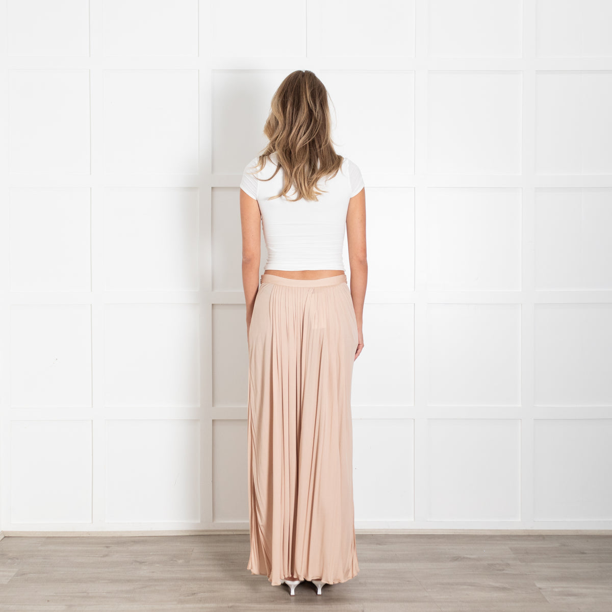 Vionnet Nude Maxi Skirt With Side Splits & Silk Slip