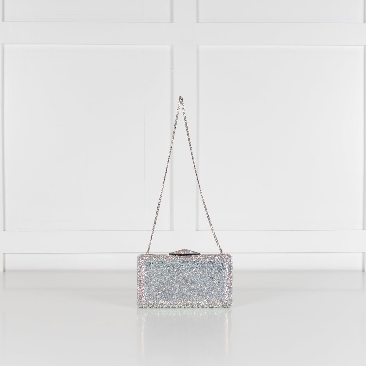 Jimmy Choo Silver Iridescent Crystal Clemmie Clutch Bag
