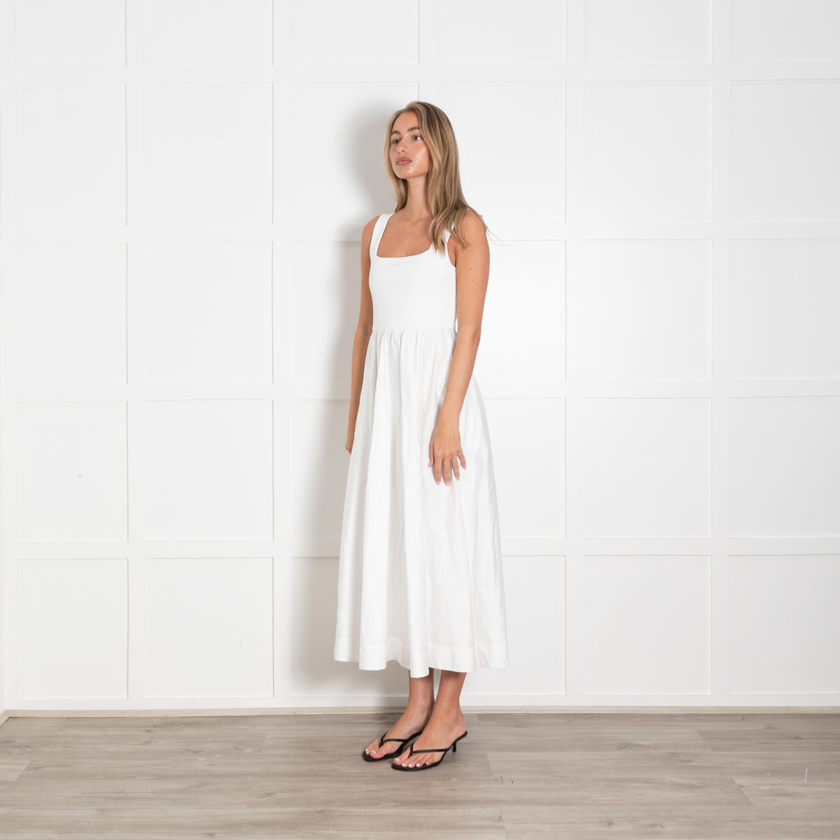 Me + Em White Cotton Sleeveless Dress