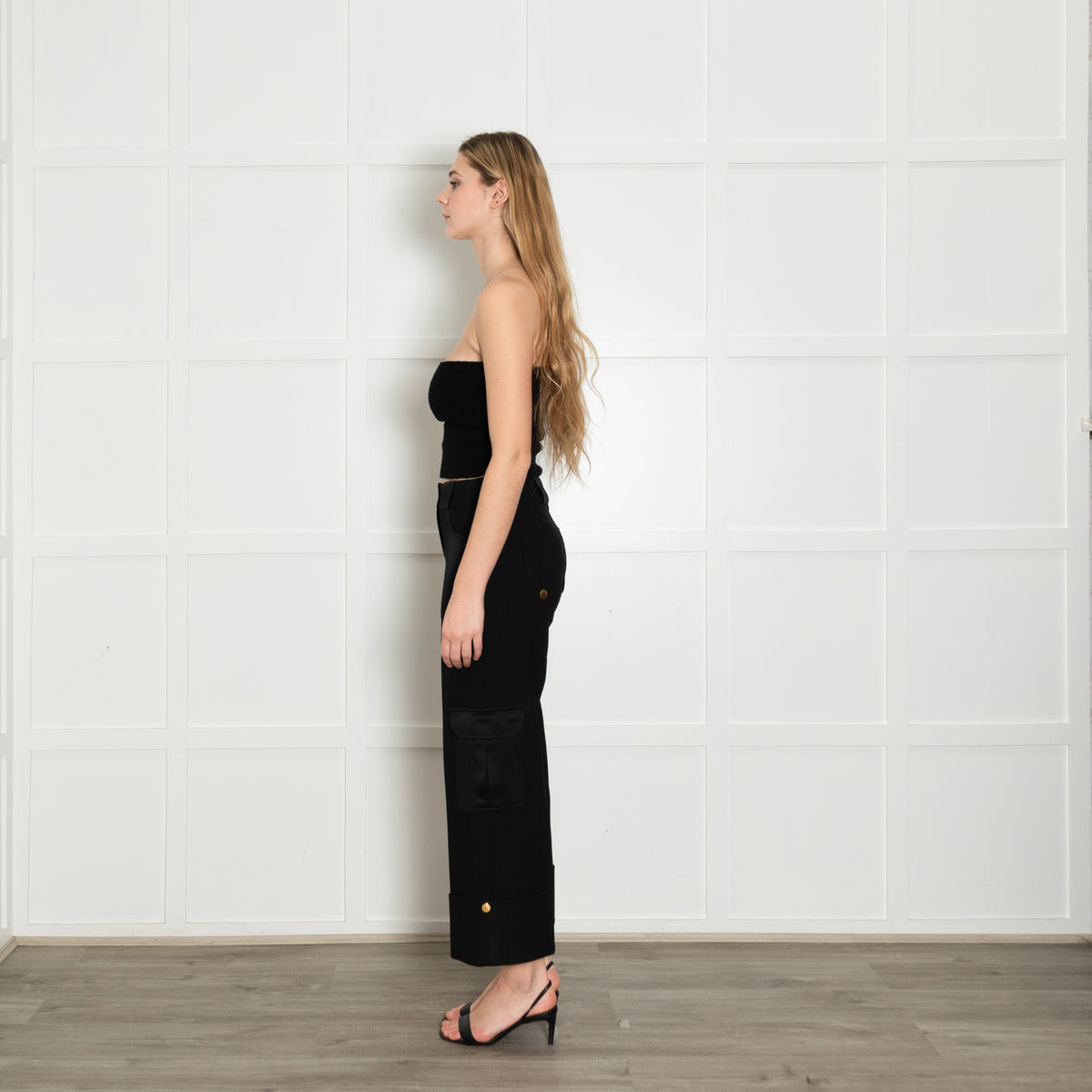 Me+Em Black Side Pocket  Adjustable Cuff Wide Trousers