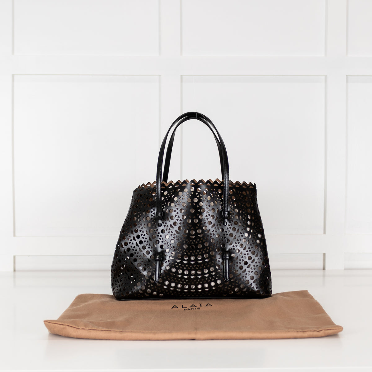 Alaia Black Le Mina 32 Laser Cut Top Handle Bag