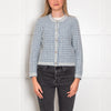 Maje Blue Cream Micro Sequin Knitted Wool Blend Cardigan