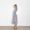 Me + Em Navy White Light Blue Floral Jersey Maxi Dress