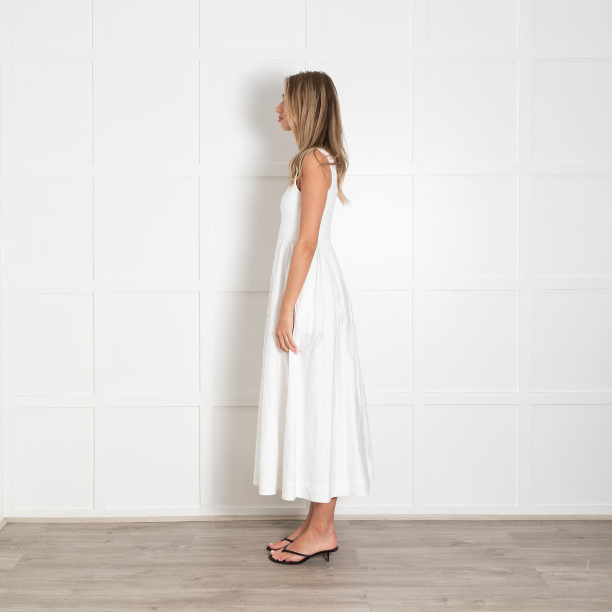 Me + Em White Cotton Sleeveless Dress