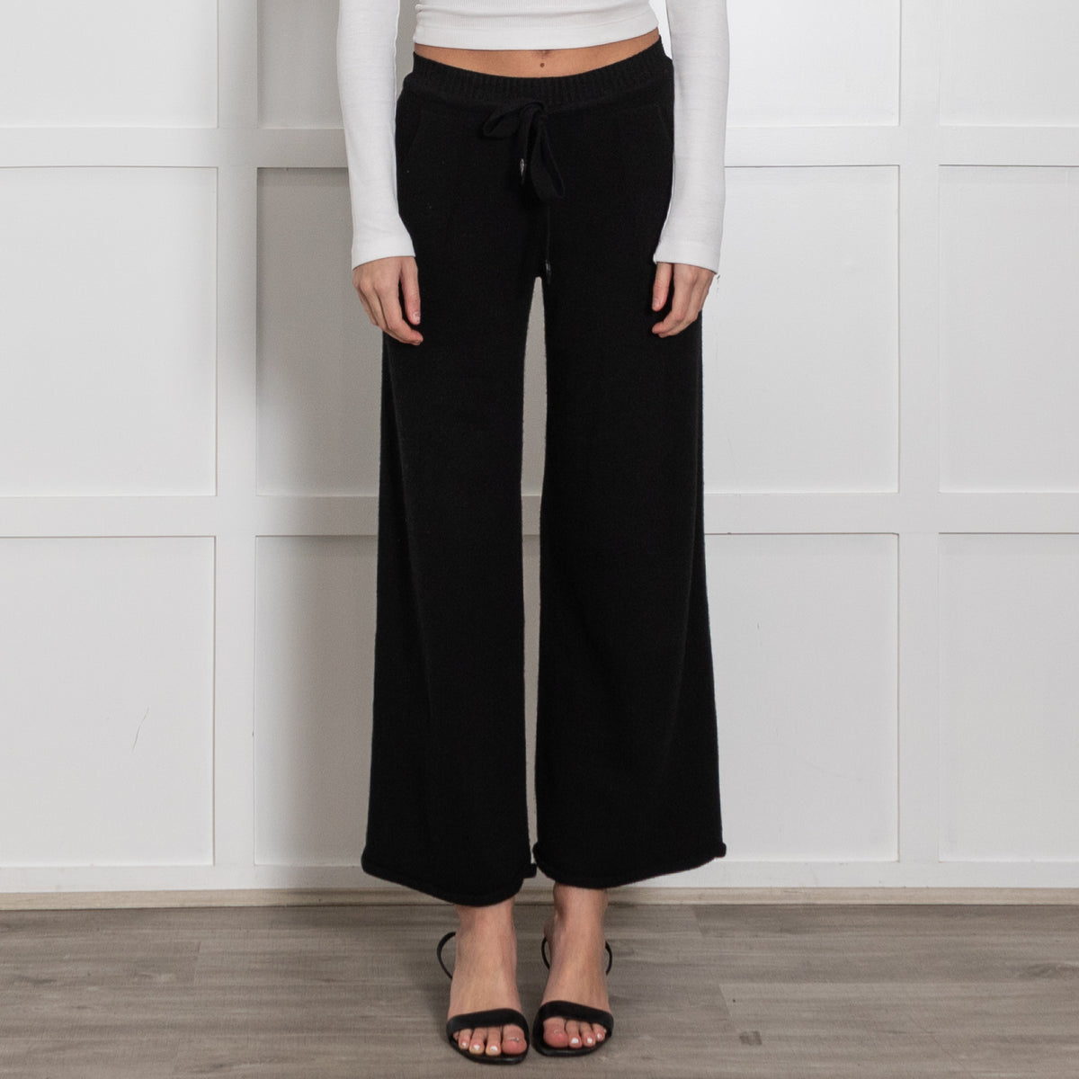 Brusnika Black Cashmere/Wool Mix Drawstring Trousers