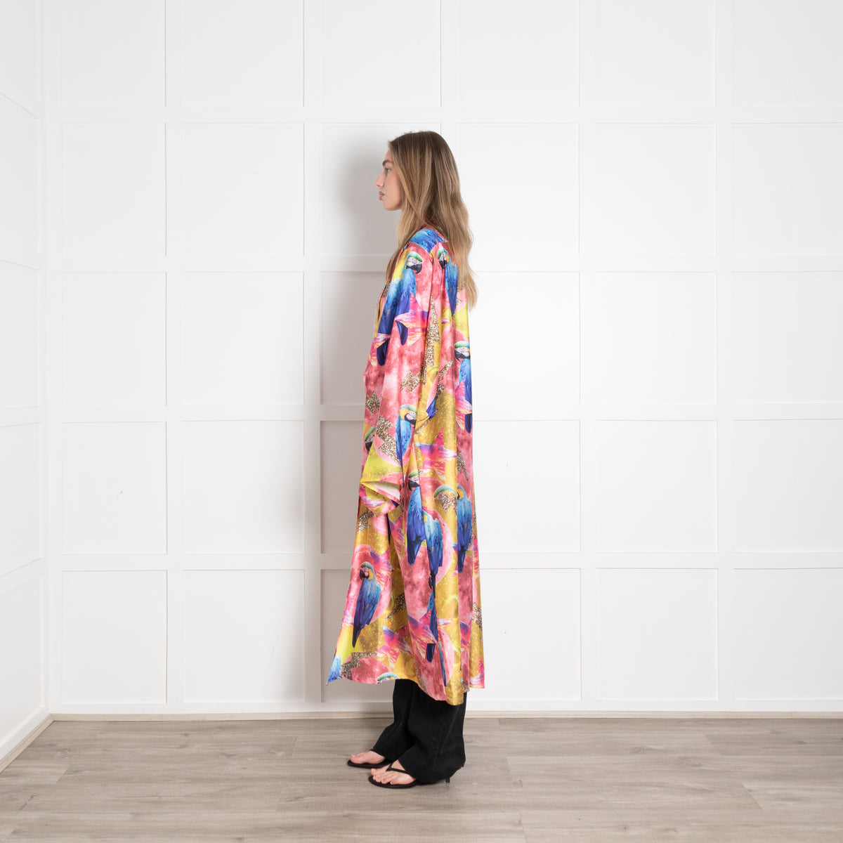 Camille Defago Silky Parrot Print Robe