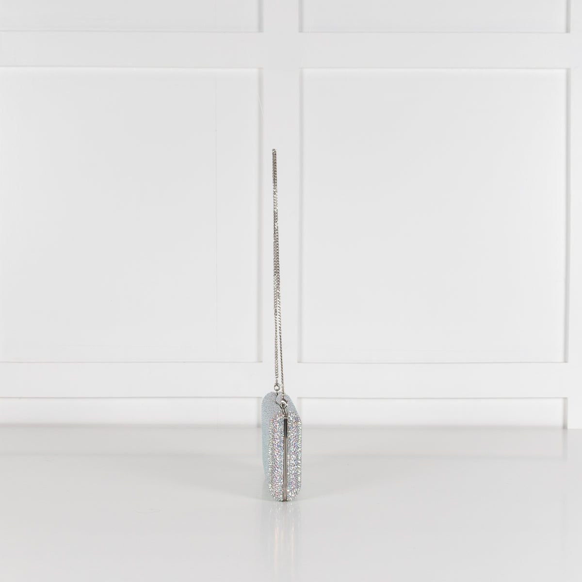 Jimmy Choo Silver Iridescent Crystal Clemmie Clutch Bag