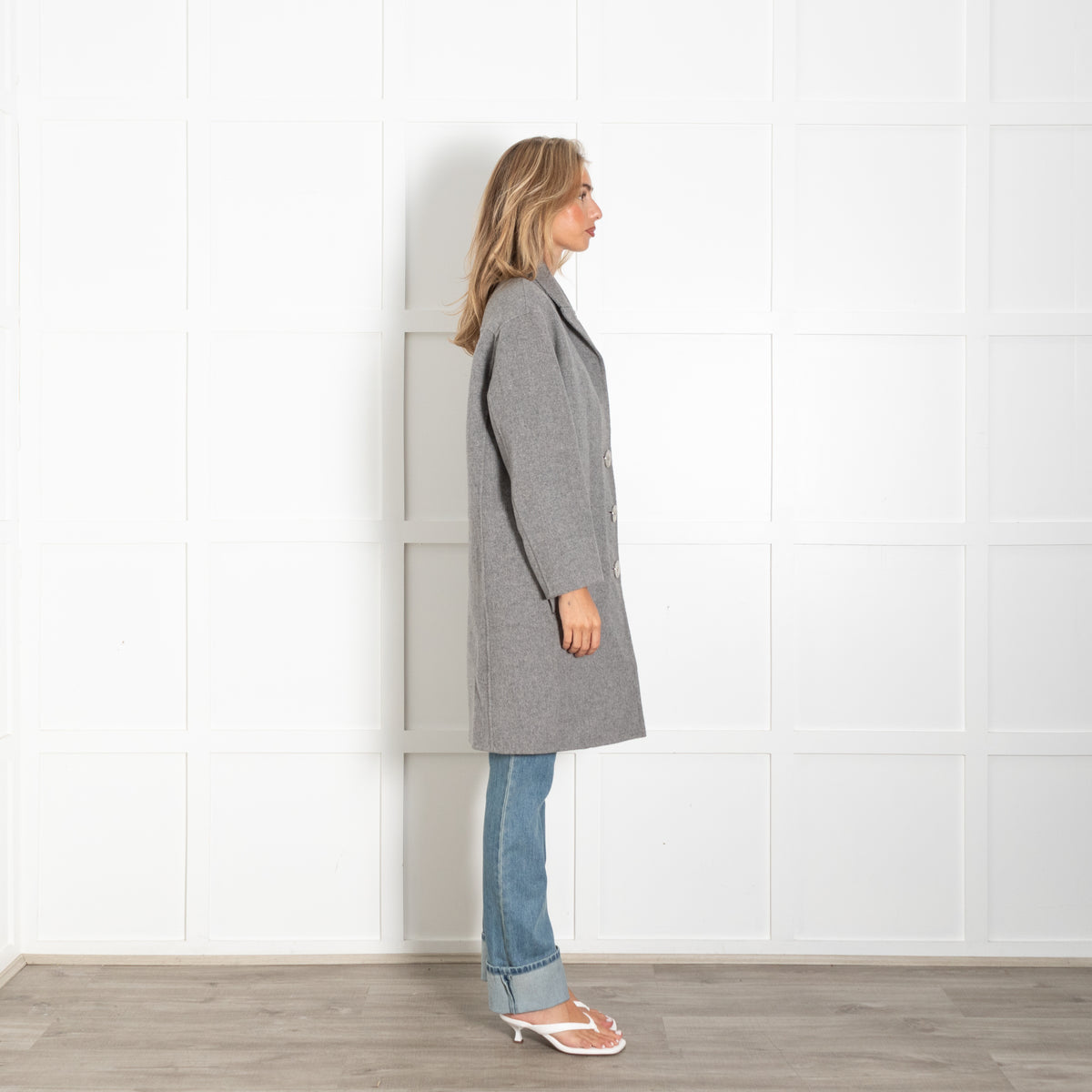 Zadig & Voltaire Pre-loved Deluxe Grey Wool Cashmere Blend Soft Lapel Coat
