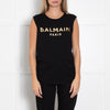 Balmain Black Cotton Logo Sleeveless T-Shirt
