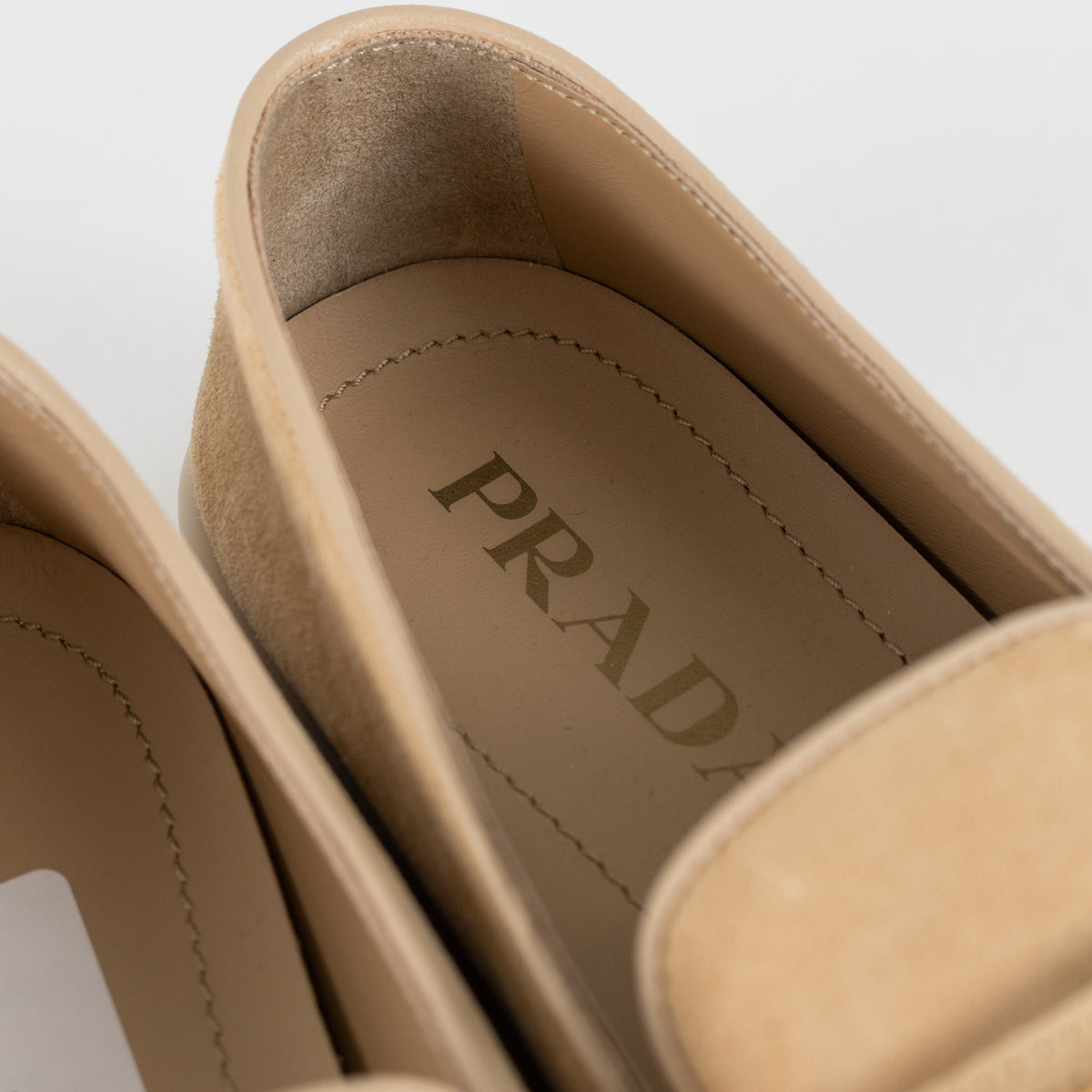Prada Beige Suede St Tropez Loafers