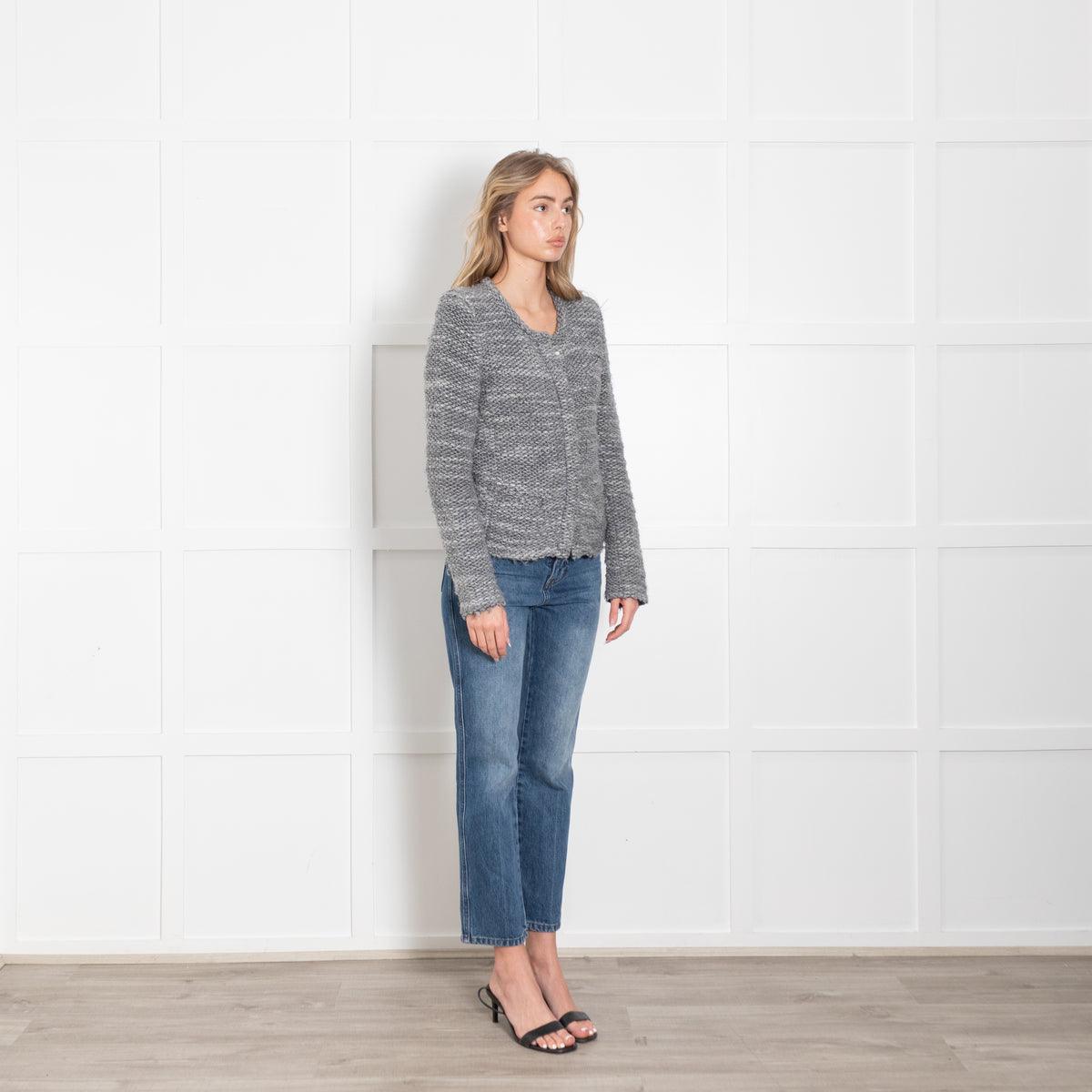 IRO Grey Knitted Collarless Jacket