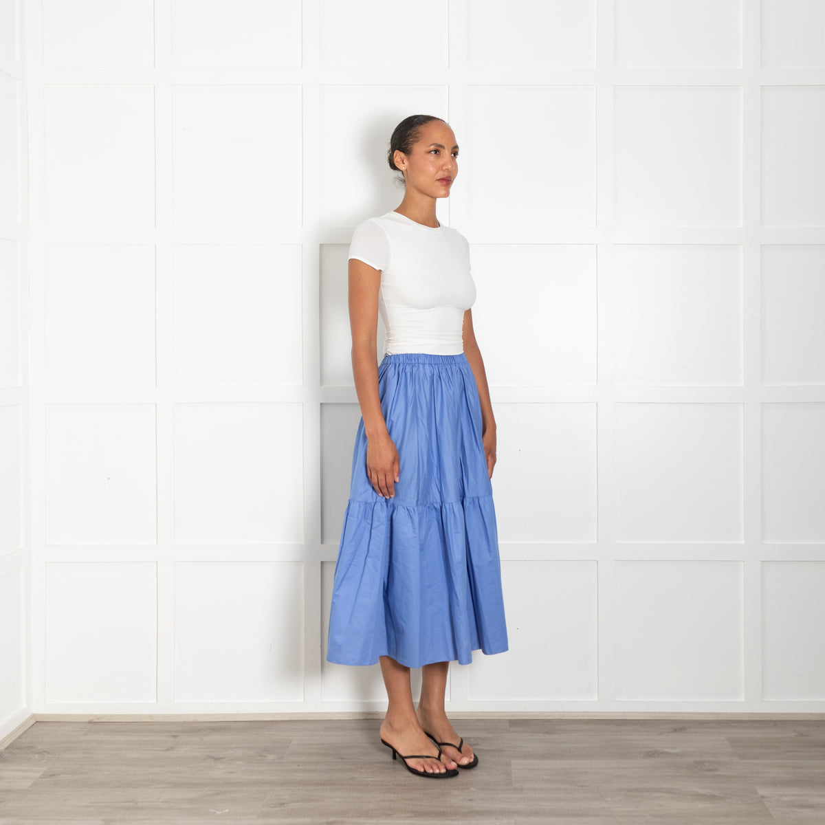 Stella McCartney Blue Cotton Tiered Elasticated Waist Skirt