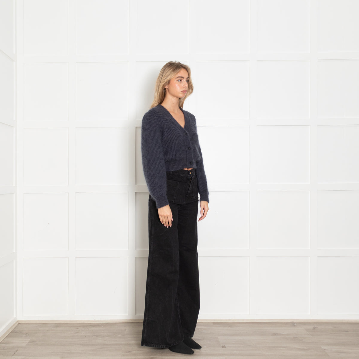 Masscob Blue Mohair Cropped Cardigan