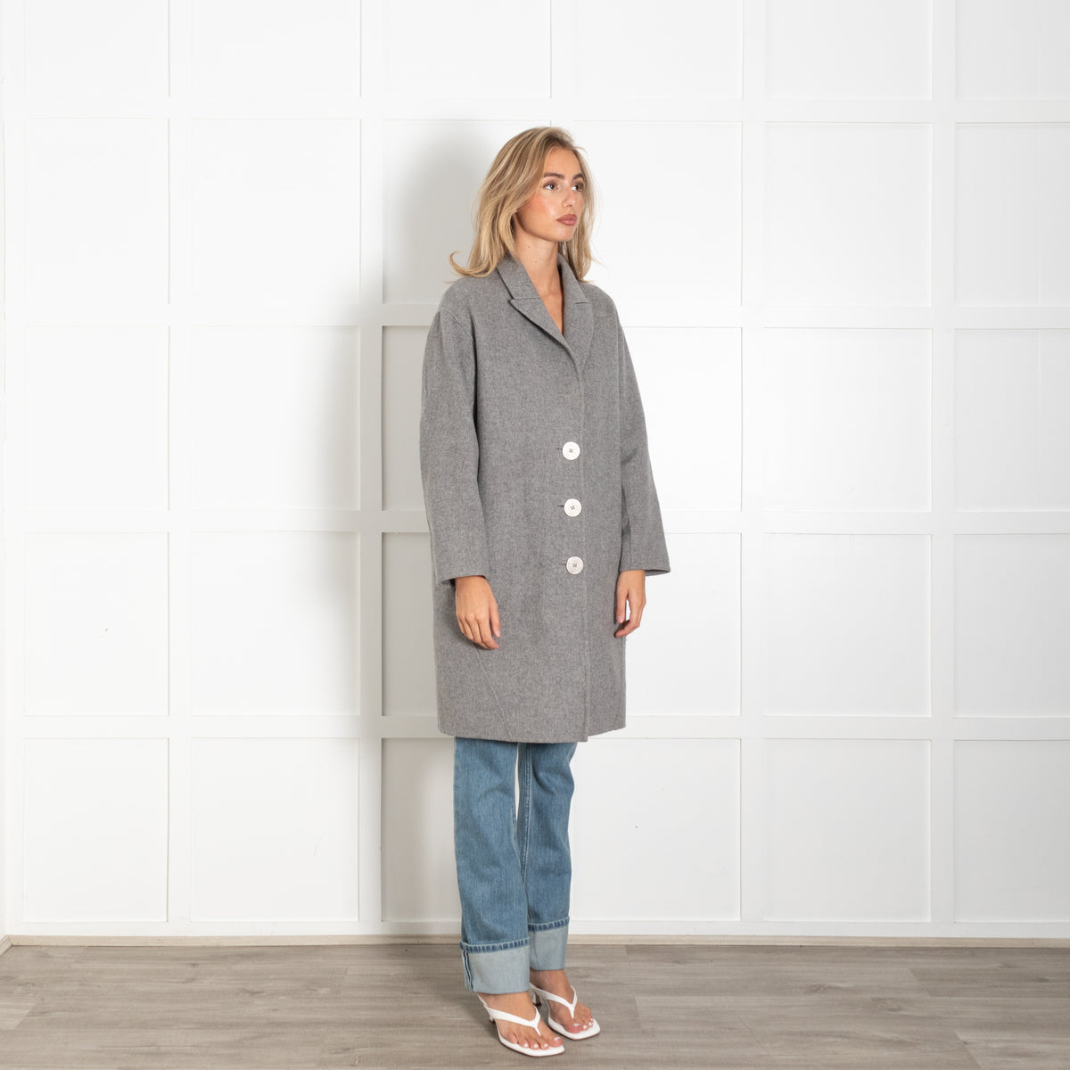 Zadig & Voltaire Pre-loved Deluxe Grey Wool Cashmere Blend Soft Lapel Coat