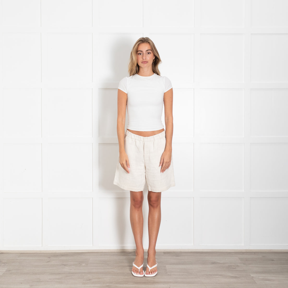 Masscob Cream Cotton & Linen Shorts