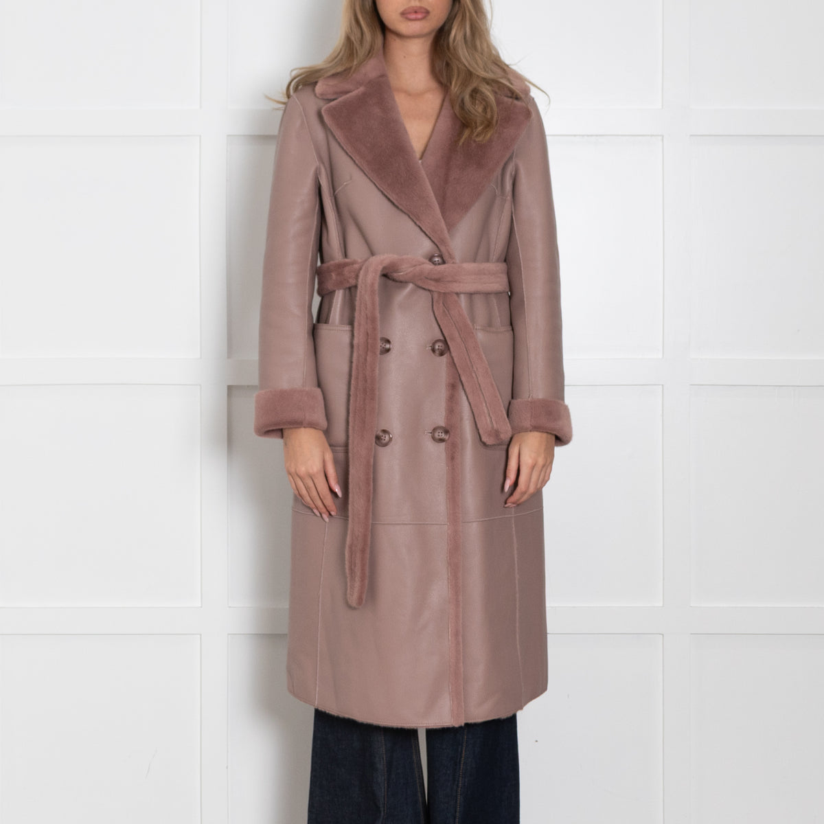 Rino & Pelle Blush Reversible Coat With Belt
