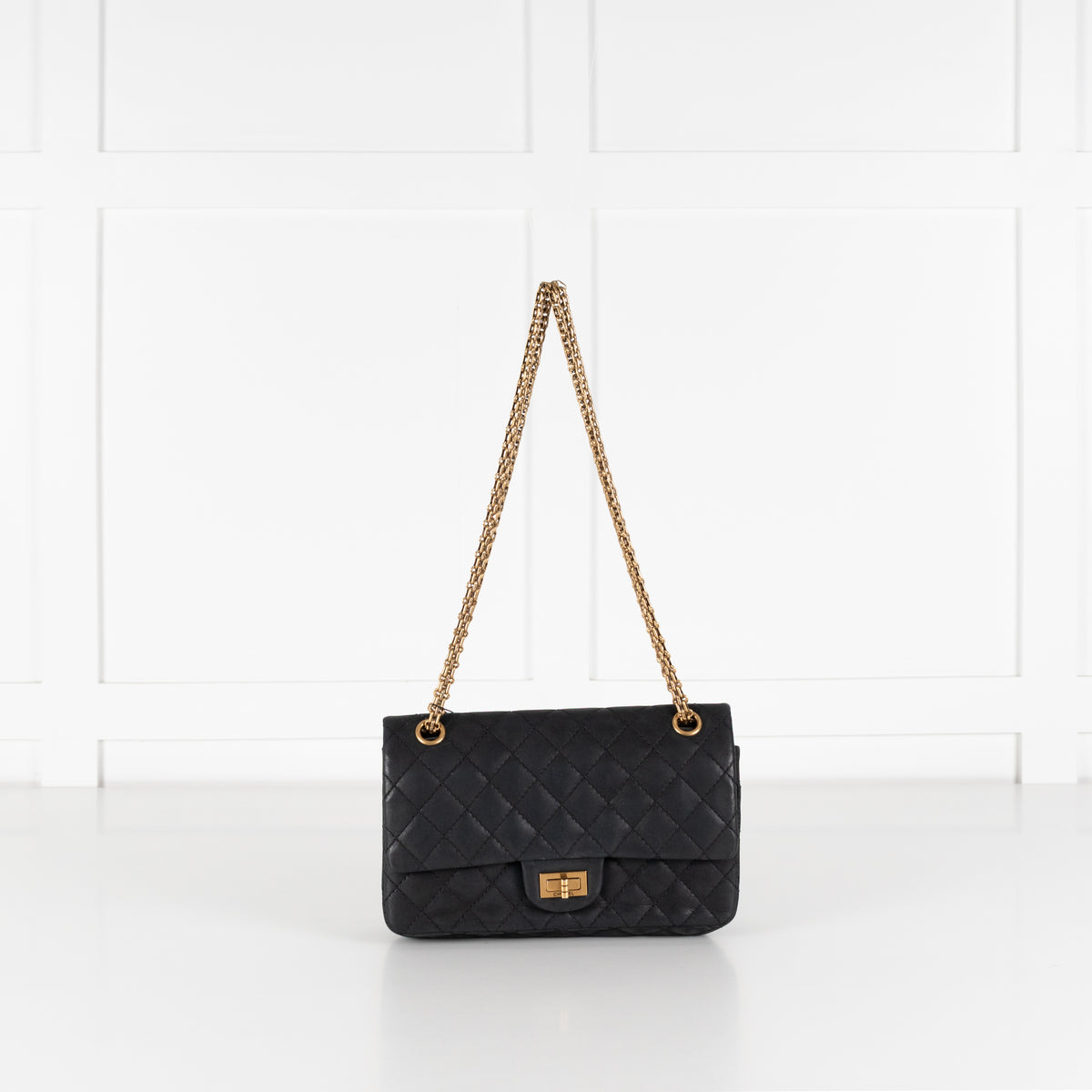 Chanel Black Leather Gold Tone Hardware Small 2.55 Handbag