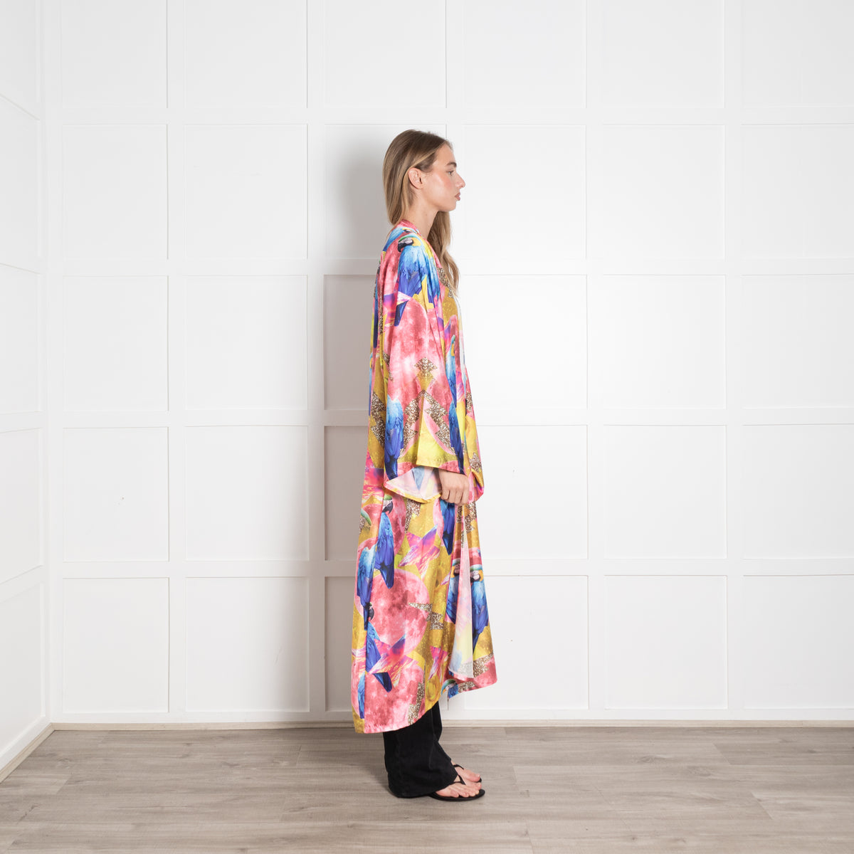 Camille Defago Silky Parrot Print Robe