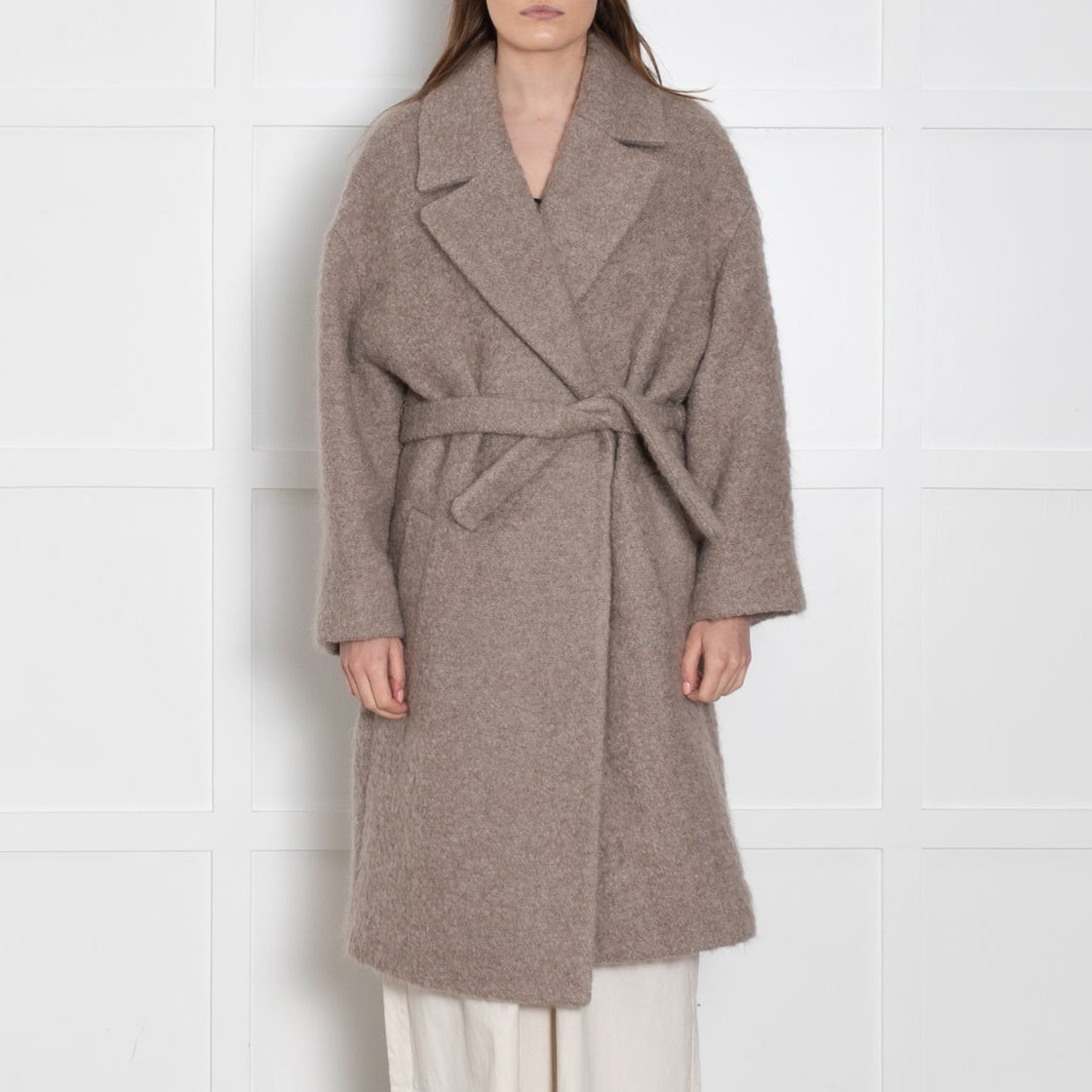 Raey Wool And Mohair Blend Unlined Beige Coat With Belt