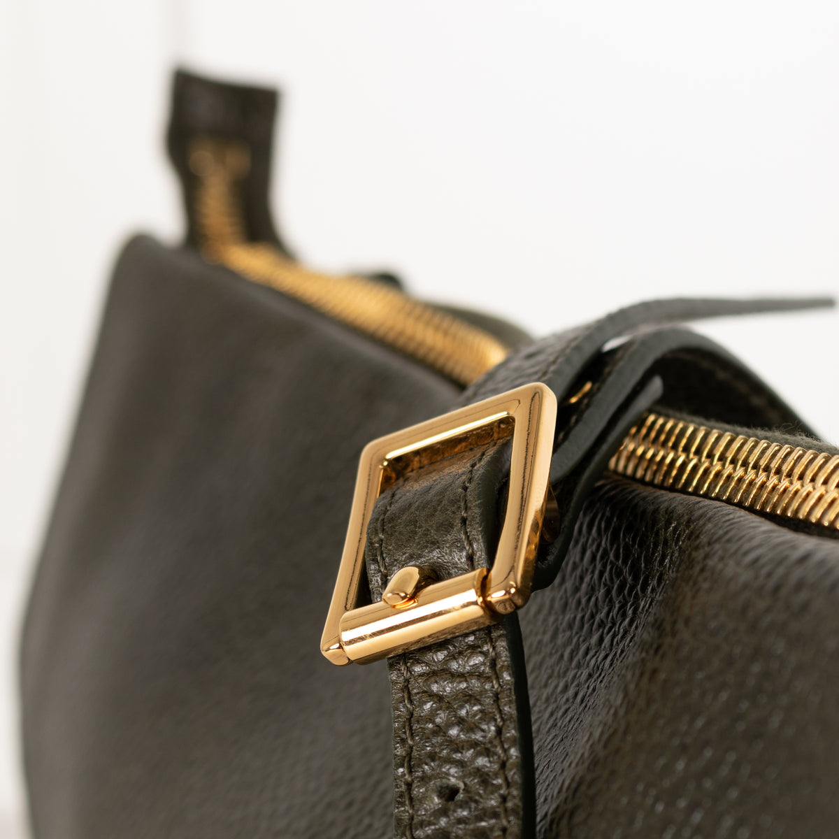 Sophie Hulme Khaki Green Leather Envelope Bag